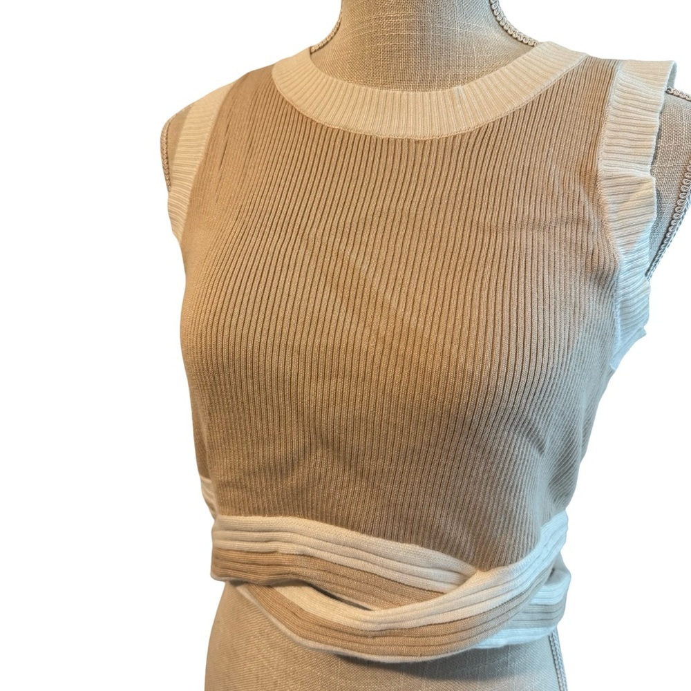 Molly Green Tan and Cream Sleeveless Cropped Top - Picture 3 of 8